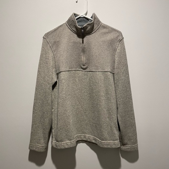 Van Heusen Men's Gray Quarter-Zip Texture Block Sweater Size Medium Classic Fit - Picture 1 of 4